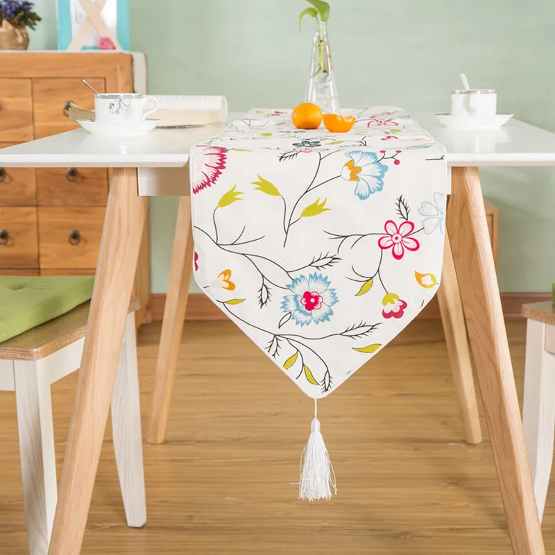 Свежие Ретро растения цветы настольная дорожка коврики из ткани флаг-кофейный