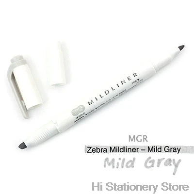 Mild Gray 1PC Брендовый маркер с рисунком зебры, двухсторонний маркер с круглым носком/косой мягкий 15 цветов на выбор для офиса и школы - Цвет: Mild Gray 1PC