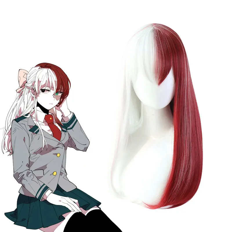 My Hero academic Todoroki Shoto женский длинный парик косплей костюм Boku no красные и белые