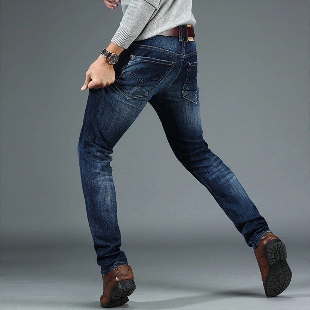 Новый бренд Для мужчин Джинсы для женщин эластичные Ткань стройный Джинсовые