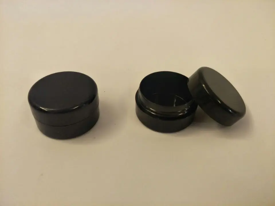 

100pcs/lot 5G Travel Full Black Empty Plastic Cosmetic Jar 5g 5ml Small Sample Makeup nail powder case