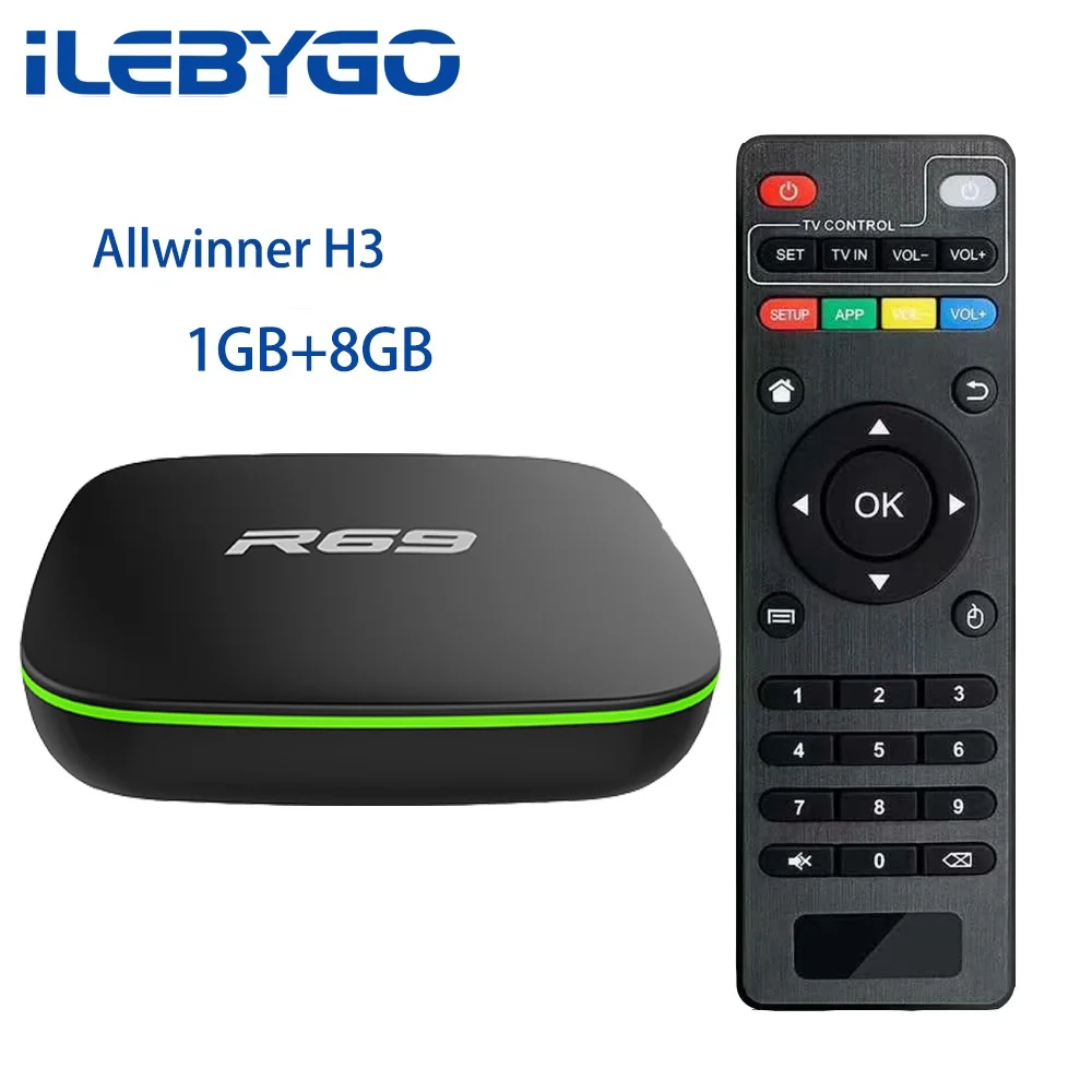 Ilebygo R69 Smart Android 7,1 ТВ приставка 1 ГБ 8 ГБ Allwinner H3 четырехъядерный 2,4G Wifi приставка 2G 16G HD медиаплеер Отт Android приставка - Цвет: 1GB 8GB