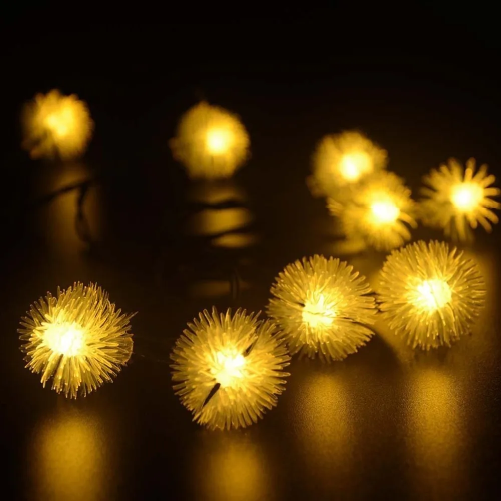 20 светодиодный водонепроницаемый пушистый шар на солнечных батареях глобус