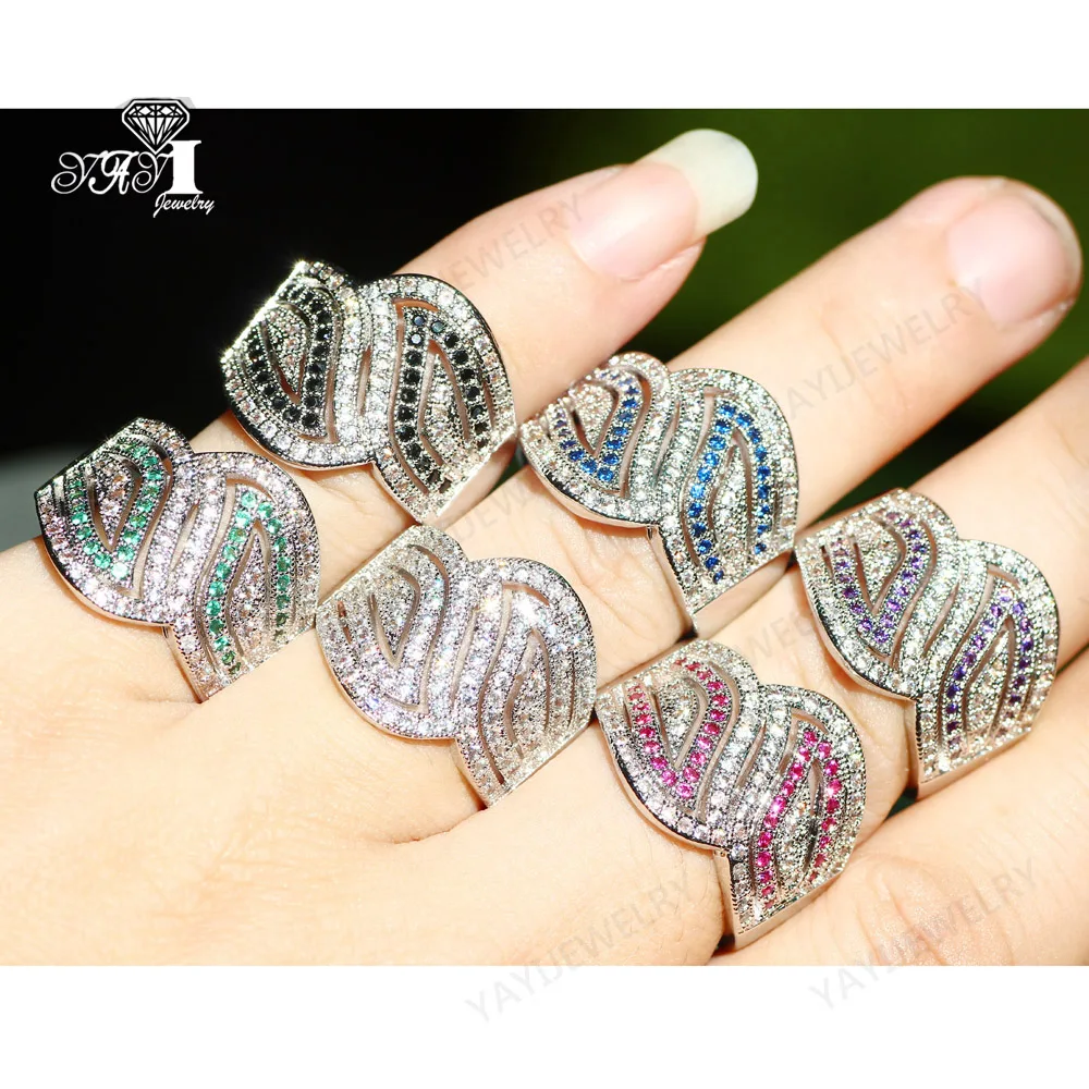 YaYI кольцо с голубым кристаллом 5.6CT мульти заполнение циркониевым серебром обручальные кольца свадебные кольца сердце день Святого Валентина девушки кольцо 042