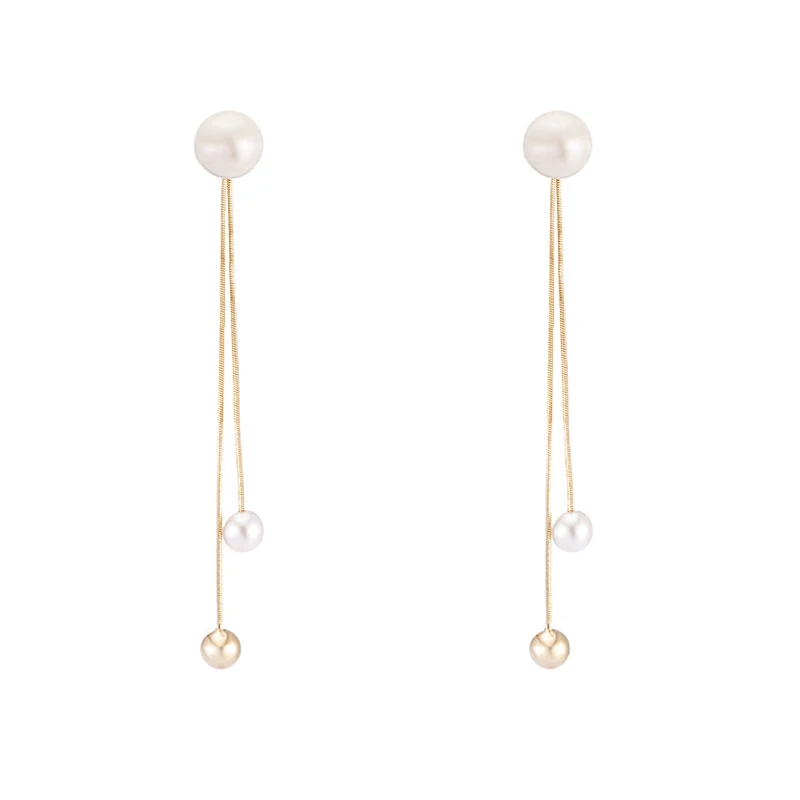 Длинные серьги для женщин искусственный жемчуг цинковый сплав металл корейский