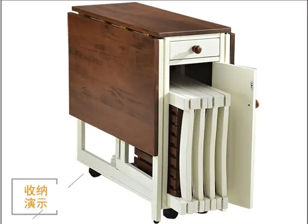 

Stretch table. Fold the dining table and chairs.