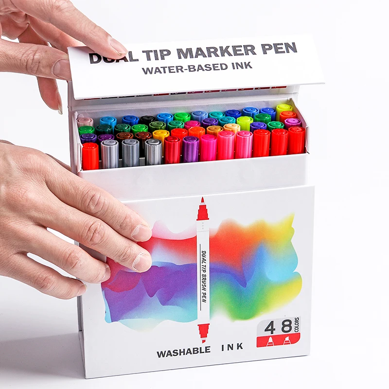 48/60 цветов двойная головка цветовая маркерная ручка на водной основе для