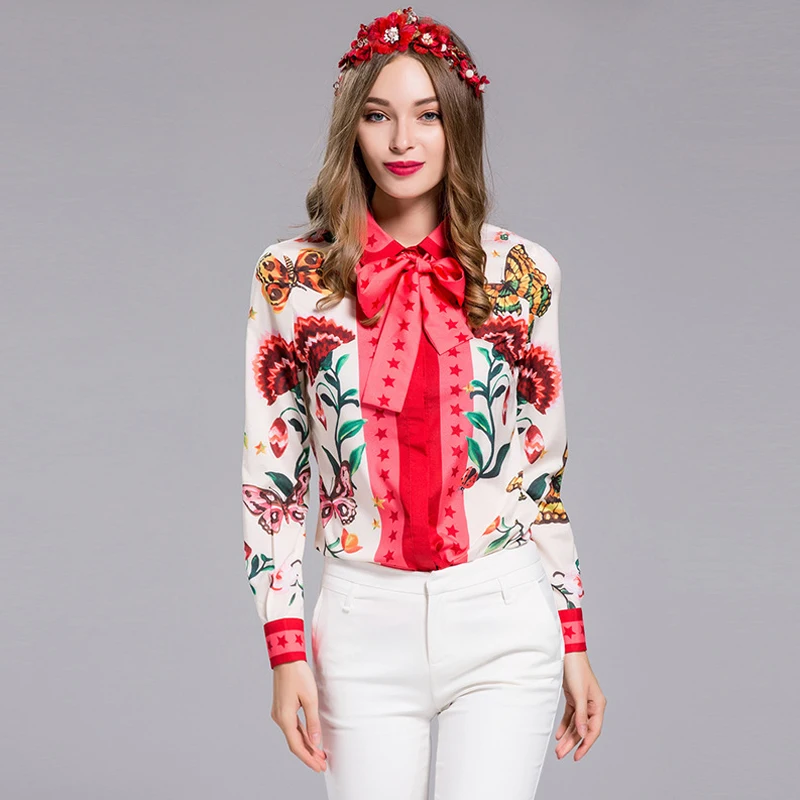 Женская винтажная блузка с длинным рукавом размера плюс XXXL принтом животных и