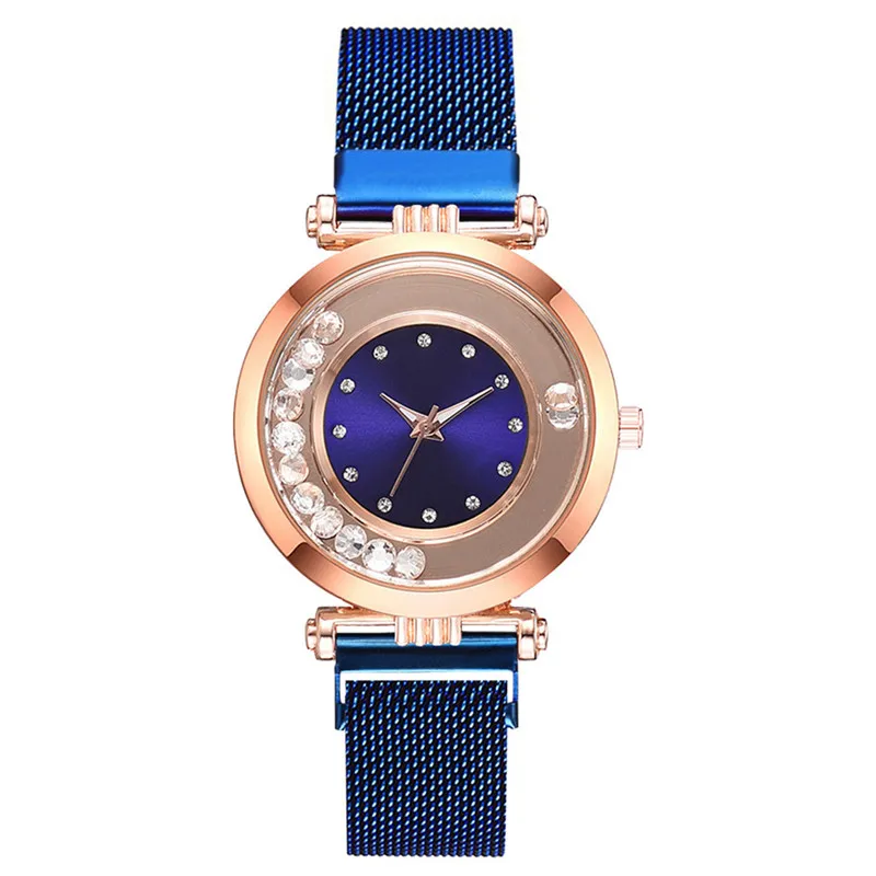 Женские часы с пряжкой магнит горного хрусталя Модные Аналоговые кварцевые из