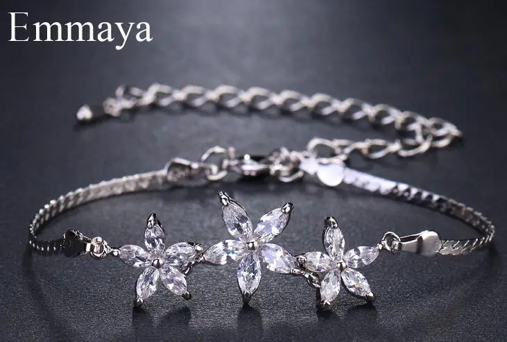 white gold Emmaya модный бренд AAA кубический циркон белый цветок регулируемые браслеты для женщин Элегантный роскошный свадебный подарок на день рождения - Окраска металла: white gold