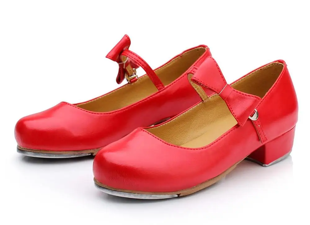 Matte Red Размеры 25-40 Для женщин Обувь для девочек коснитесь Обувь для танцев блестящая кожа pu шнуровке Для детей коснитесь Танцы Обувь учитель этап Обувь для танцев wd193 - Цвет: Matte Red