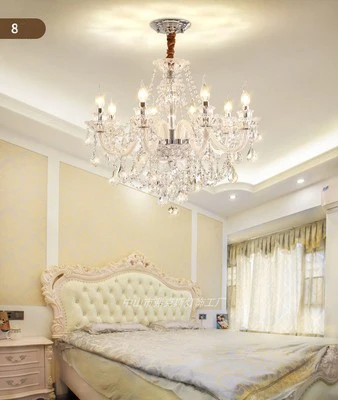 8 light European Candle Crystal Lamp Living Room Large Crystal Chandelier Lighting Modern Atmosphere Restaurant Bedroom Hanging Lamps - Цвет абажура: 8 light