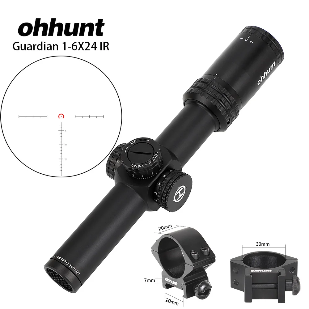 1 Ohhunt Guardian 1-6x24 IR охотничий оптический компактный прицел с выгравированным стеклом с красной подсветкой - Цвет: 1