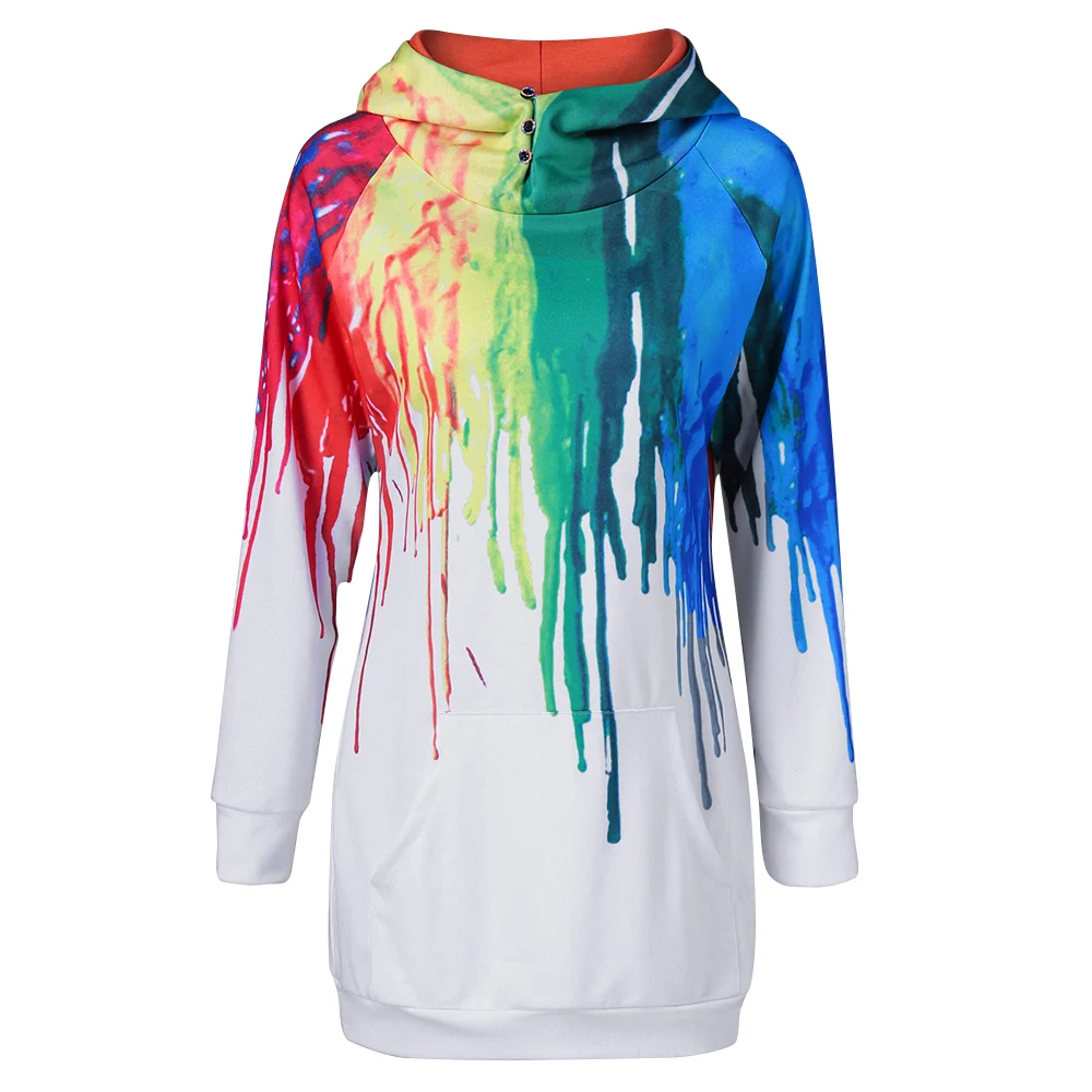 Стильная Женская толстовка с принтом масляной краски 2017 модные повседневные