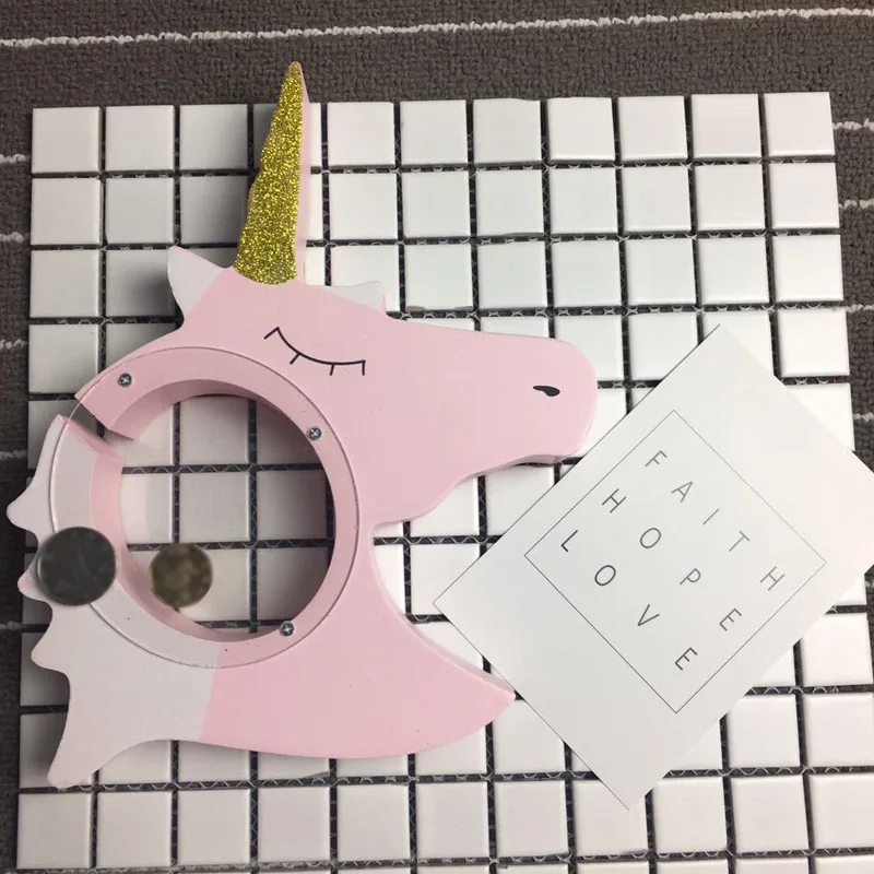 Eworld Милая монета единорога в скандинавском стиле деревянная коробка для денег