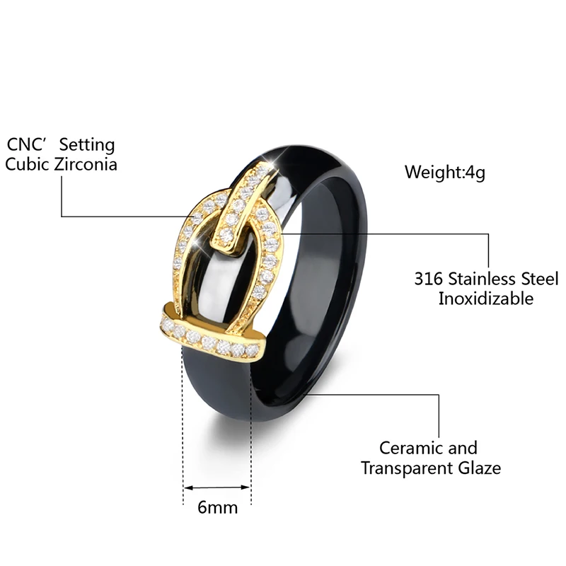 Женское Винтажное кольцо с кристаллами черно белое керамическое короной