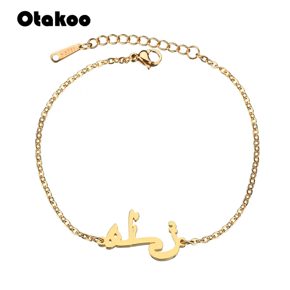 Otakoo Arabic Name Bracelet For Women BFF Gold Bracelets &amp Bangles Pulseras Mujer Bridesmaid Gift Islam Jewelry | Украшения и