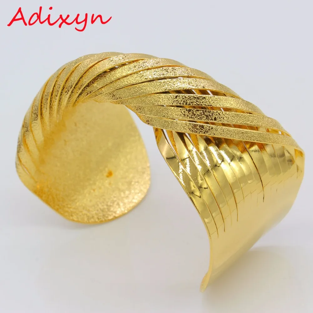 Adixyn Золотой скрученный браслет для женщин, золотой цвет и медный браслет, Дубай, Эфиопский широкий Свадебный Африканский арабский ювелирный браслет N01191