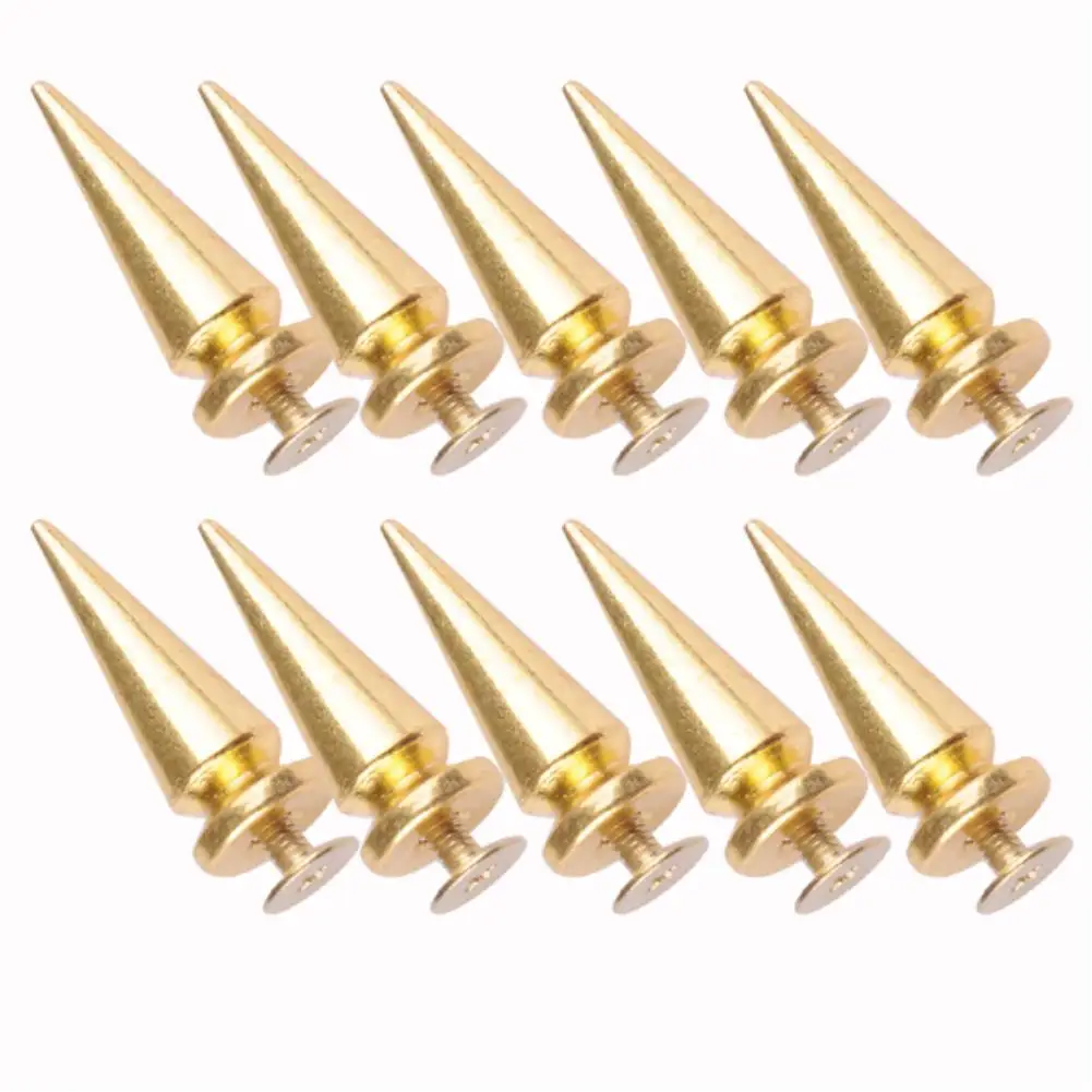 26mm Golden 10 шт./лот 10 мм 26 мм круглые пятна шипы, конусные шпильки металлические заклепки пули заклепки для ремней Кожа ремесло для DIY кожевенное ремесло серебро/золотой - Цвет: 26mm Golden