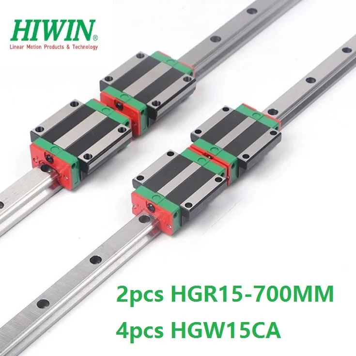 2 шт. 100% Оригинал Hiwin Линейная направляющая HGR15 700 мм + 4 HGH15CA или HGW15CA (HGW15CC) Линейный