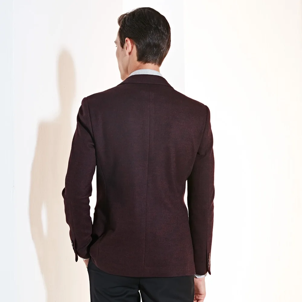 blazer men 80% wool high quality single breasted smart casual man blazer clothes 2018 autumn new full sleeve slim fit wine red