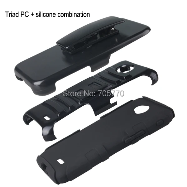 For LG L70 Holster Hybrid Combo Silicon Plastic PC Cell Phone Cases Stand |