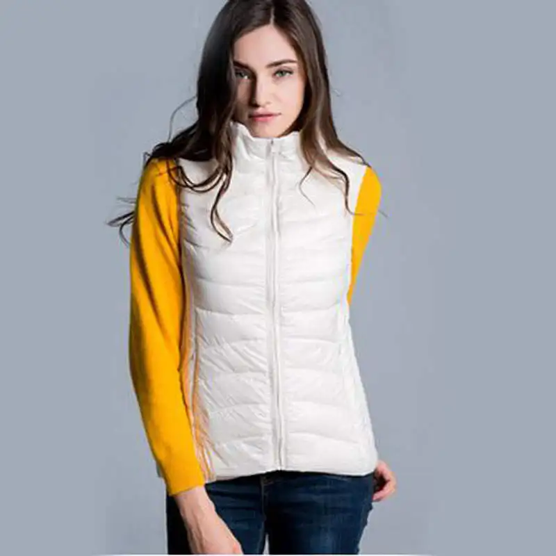 Женский жилет на 2020 белом утином пуху осенне весенний ультралегкий куртка без