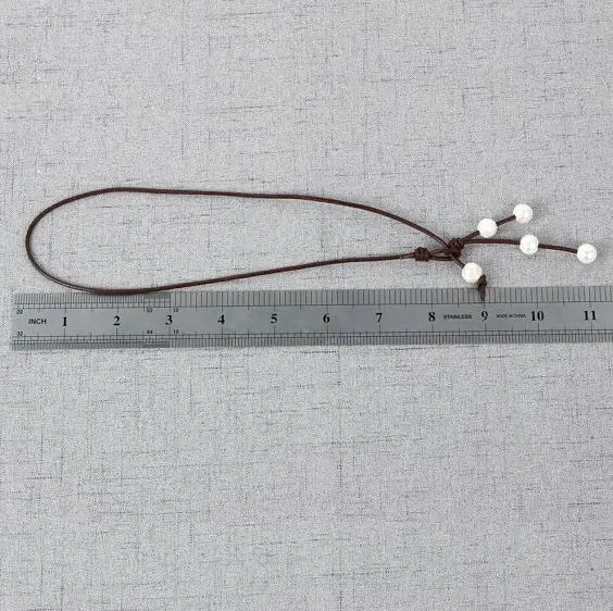 Новые модные жемчужные украшения длинное кожаное ожерелье из белого