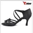 black Evkoo dance Zapatos De Baile, атласная женская обувь черного, коричневого, красного, фиолетового цвета, 10 см, женская обувь для латинских, бальных танцев, сальсы, танцевальная обувь для женщин, Evkoo-068 - Цвет: black