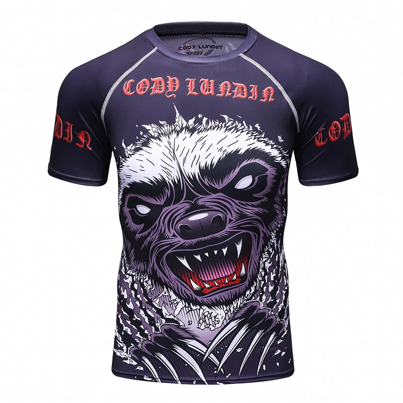 Новинка BJJ Рашгард Футболка мужская компрессионная футболка ММА фитнес мускул UFC Fight TOP Muay тайские футболки джиу джитсу облегающая одежда - Цвет: Photo Color