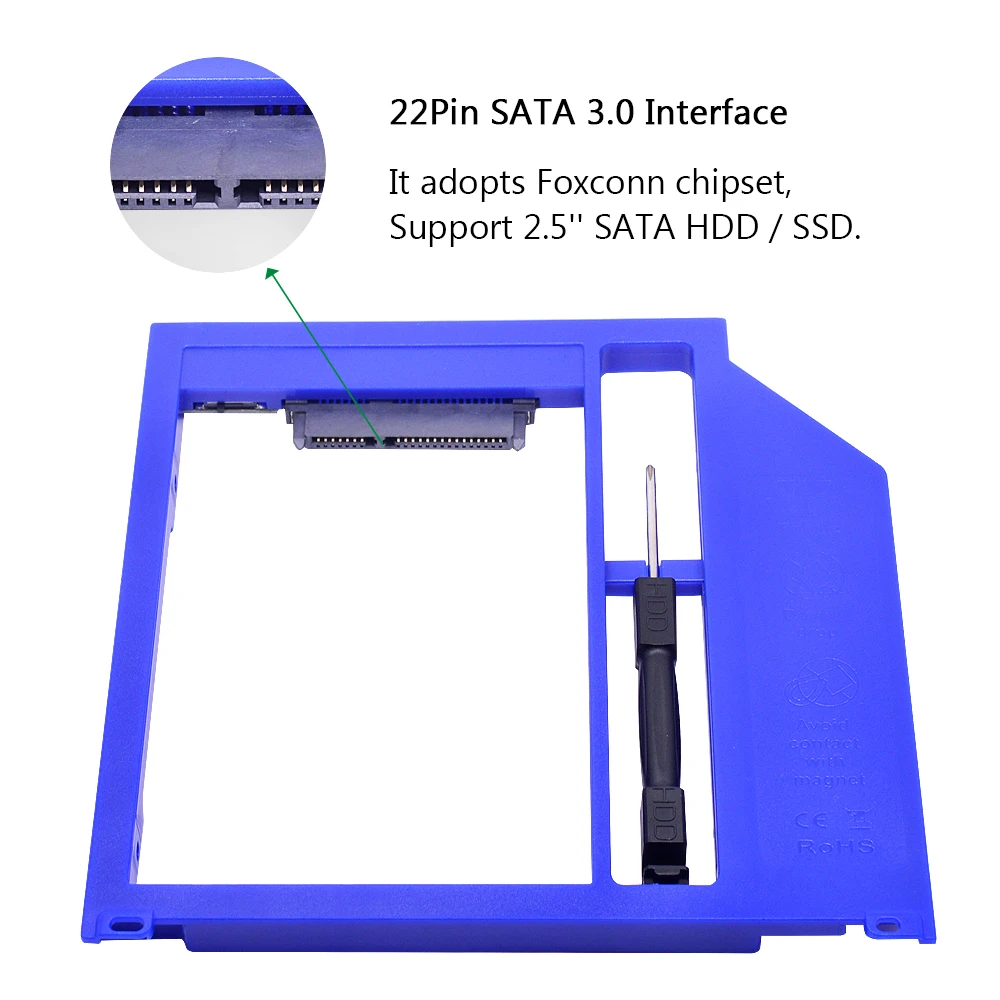 Переходник CHIPAL для установки второго жесткого диска 9 5 мм SATA 3 0 2 дюйма чехол Macbook