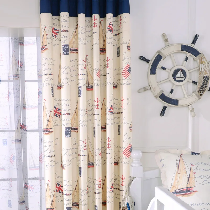 Ткани для затемняющих штор и тюль мальчиков панель спальни средиземноморские