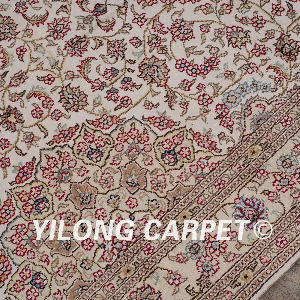 YILONG 4 'x 6' Тебриз ковер ручной работы бежевый vantage цветочный тонкий восточный