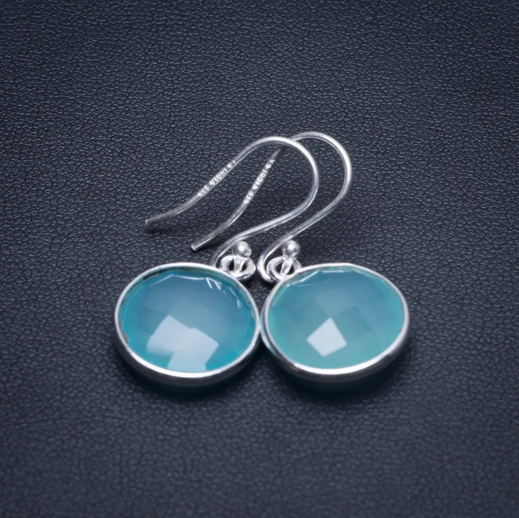 Натуральный халцедон ручной работы мексиканская 925 пробы Серебряные Серьги 1 1/4