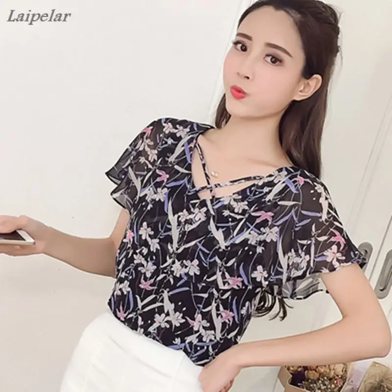 Рубашка женская с коротким рукавом и принтом | Женская одежда