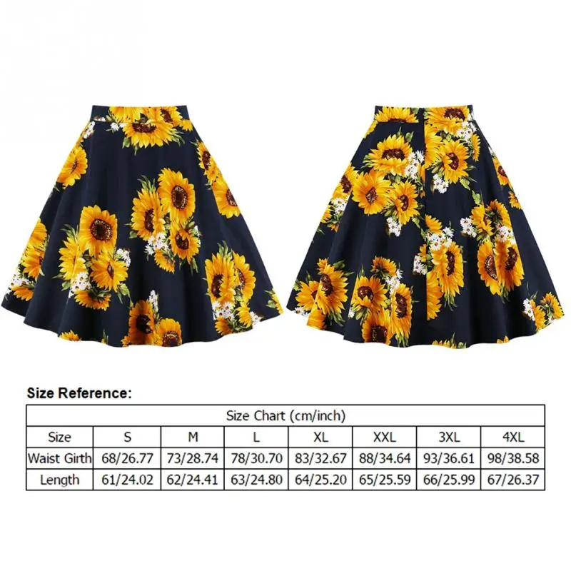 Женская винтажная юбка баллон плиссированная ретро большого размера с цветочным