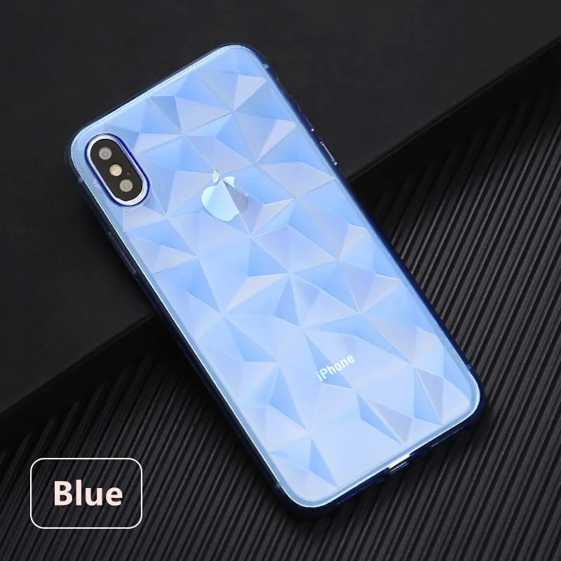 Роскошные 3D ромбовидный узор чехол для iPhone X Ультратонкий Мягкий ТПУ силиконовый