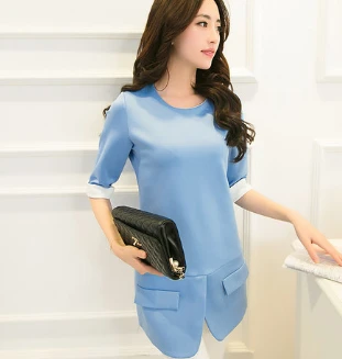 2014 spring new Korean ladies stitching bottoming summer dress Plus 4 sizes S-XL 2 colors casual party dresses freeshipping | Женская