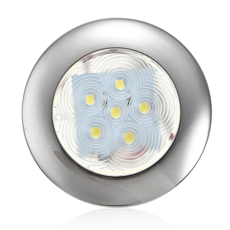 

2835 SMD 12V 6 LED Marine Yacht Boat Round Lamp Stainless Steel Transom Lighting Blue/White Dome Light