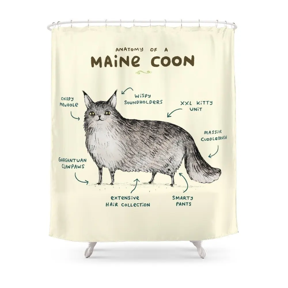 Набор штор для душа Anatomy Of A Maine Coon ванной с нескользящим напольным ковриком|bath