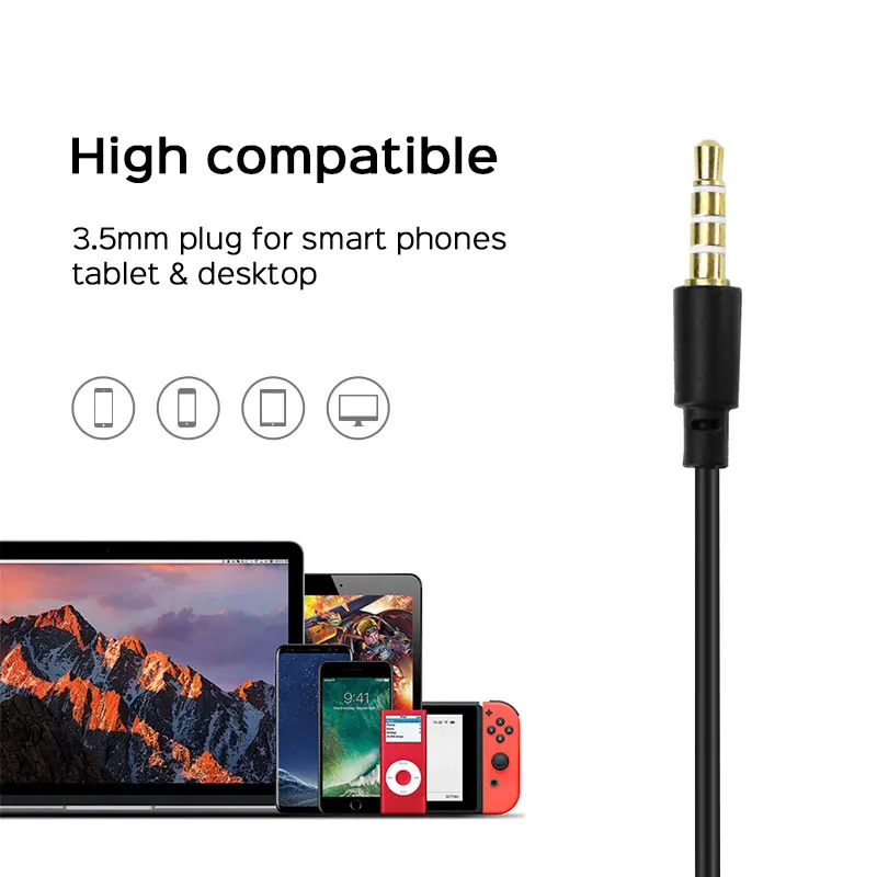 Классические наушники LAPU выгодная цена с микрофоном черно белые 3D стерео для