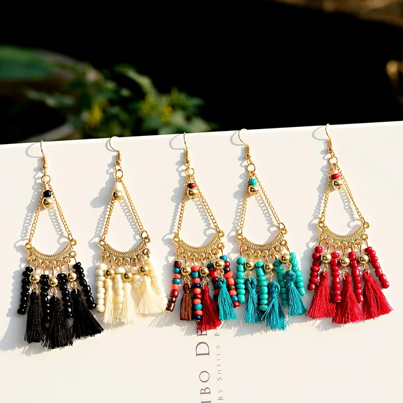 Классические женские Геометрические длинные серьги кисточки из сплава