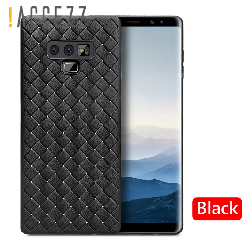 !ACCEZZ Luxury Business Phone Case Shell For Samsung Galaxy Note 9 Soft Grid Weaving Full Protection Back Cover Funda Capa Coque |
