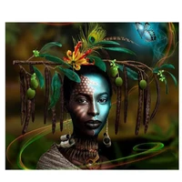 5d diy diamond painting cross stitch full square round diamond embroidery african girl picture for room decor h912