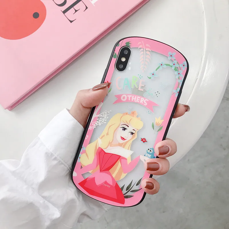 ORYKSZ 3D Luxury Cartoon pattern Glass Phone Case For iPhone 6 6s 7 8 Plus X XR XS Max Cover Transparent Hard Fundas Coque Capa |