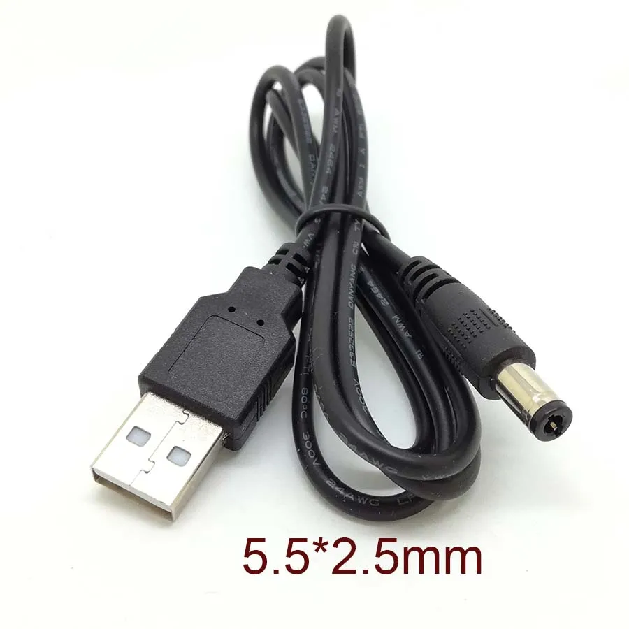 ПК ноутбук USB мужчина до 5V DC 5,5 мм x 2,5 мм Цилиндрический разъем Мощность кабель