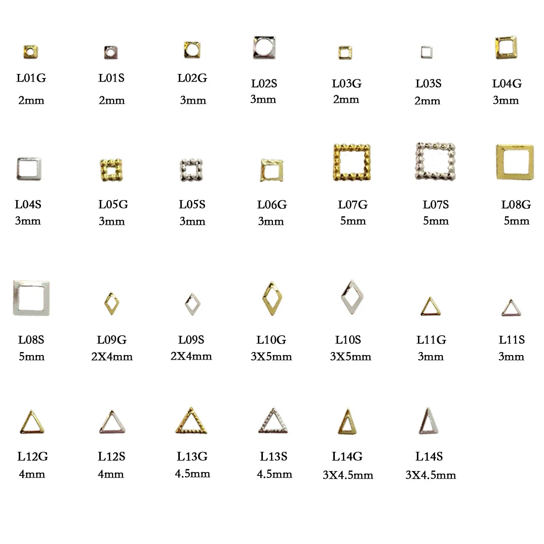 100 шт. гвоздики для нейл-арта квадратные треугольные ромбические