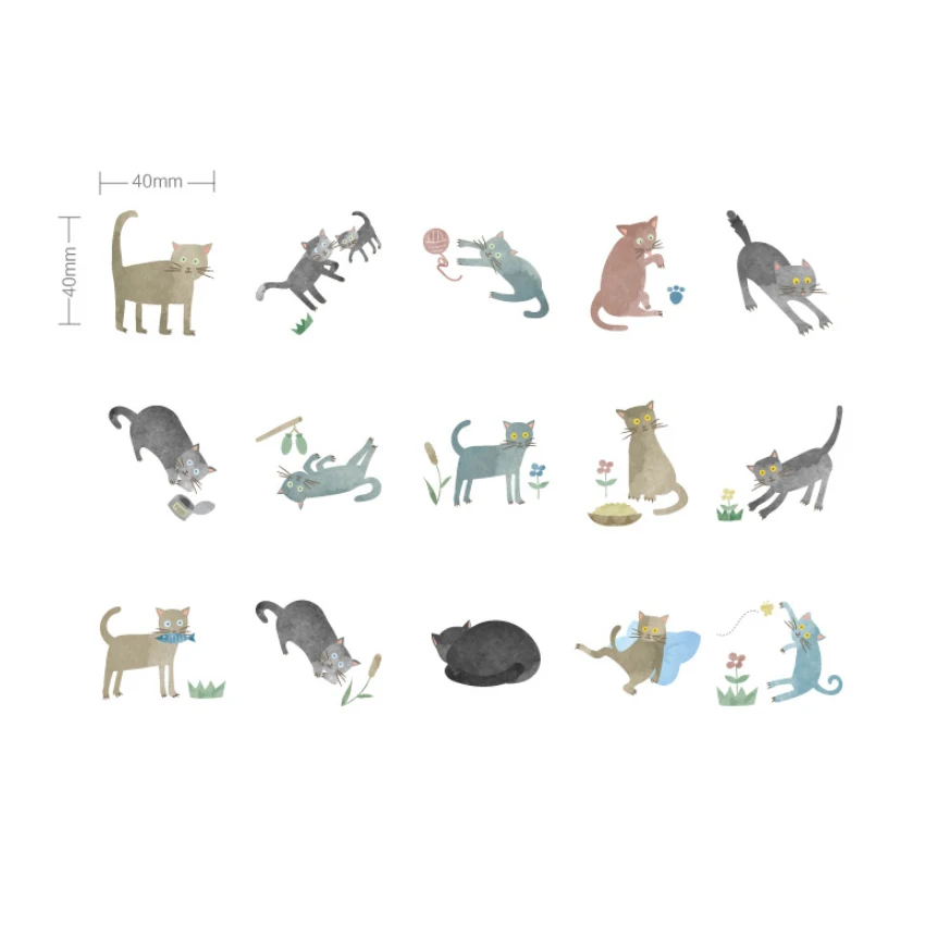 

45pcs/pack Lovely Cat Series Paper Adhesive Sticker Kawaii Decoration Label DIY For Children Dairy Stationery Scrapbook Sticky
