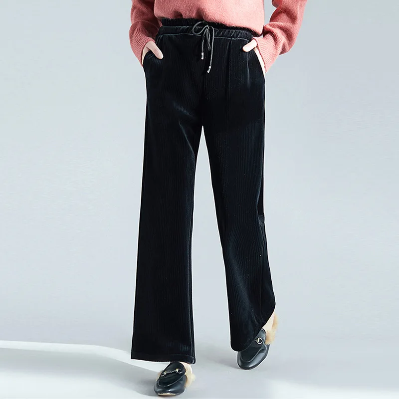 Suvance 2018 Winter Fashion 2 Solid Color Office Lady L-xl Velvet Women Wide Length Pants Jl-shmf051 | Женская одежда