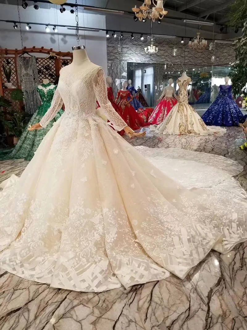 LS11288 2020 г. новый дизайн свадебные платья со съемным шлейфом круглым вырезом